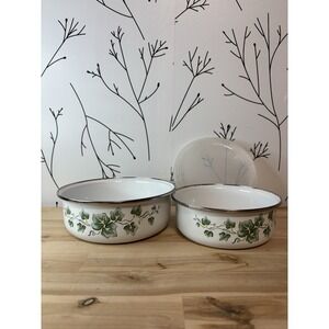 Lincoware Callaway Metals Bowl Set, White Green, 6.5" & 5 .5", Set‎ of 2